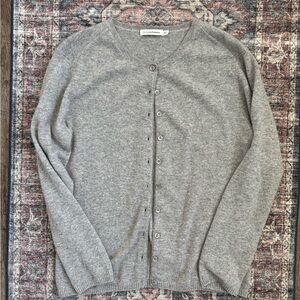 Pure cashmere Gray Button-Up Sweater cardigan XL